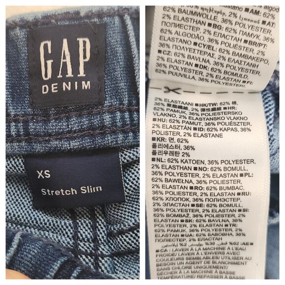 Gap Jeans Kids XS Stretch Slim Denim Elastic Waist Dark Wash Faded Drawstring - Picture 11 of 11
